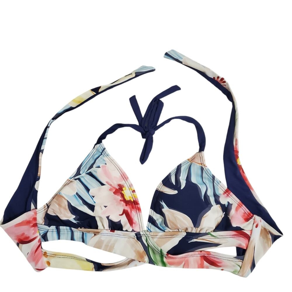 Kona Sol Faux Wrap Timeless Garden Halter Bikini Top